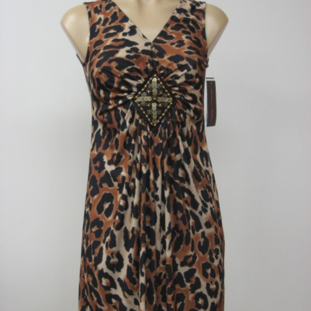 ANDREA BEHAR Beaded Stretch Sleeveless Dress